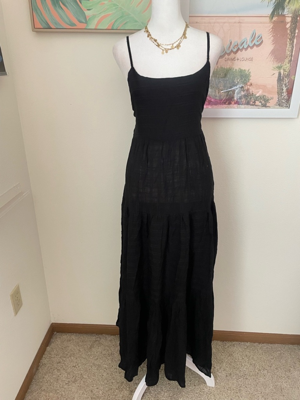 L*SPACE Santorini Cover-Up Midi Dress in Black Size Medium Anthropologie - Picture 3 of 5